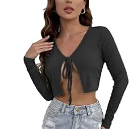 V Wear Trendy Shrug Crop Full Sleeve Top for Women-picture-25