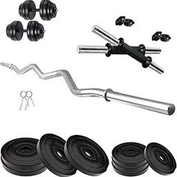 COMPASS SPORTS 20KG PVE Weight Home Gym Set with One 3 Ft Curl and One Pair Dumbbell Rods-picture-51