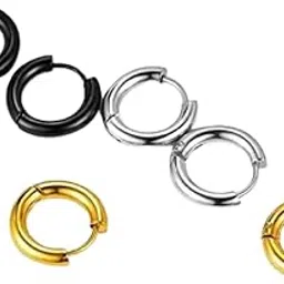 v fashion jewellery Western Style Stainless Steel Hoop Earring Studs for Non Pierced Ears for Men Women-picture-35