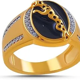 Signet Regal Jaguar Yellow Ring with Black Accent and diamond for men & boys-picture-48
