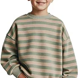 Alan Jones Clothing Boys & Girls Striped Oversized Sweatshirt | Age 3-10 Years | Warm & Comfortable Kids Pullover-picture-32