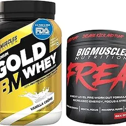 Bigmuscles Nutrition Premium Gold Whey 1Kg Whey Protein Isolate Blend| 25g Protein Per Serving [Vanilla Crème] & Bigmuscles Nutrition Freak Pre-Workout Sex on the Beach [30 Servings, 180g]-image-23