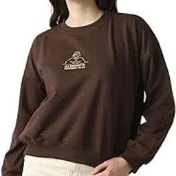 globus Women Drop Shoulder Sleeves Graphic Print Ribbed Hem Oversized Sweatshirt-picture-44