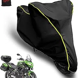 AUTOBIRSA Waterproof Two Wheeler Cover for Kawasaki Versys 650 Bike | UV Proof, Heat Resistant & All Weather Protection | Black & Yellow Piping Color | Durable & Triple Stitched - Custom Fit Cover-picture-10