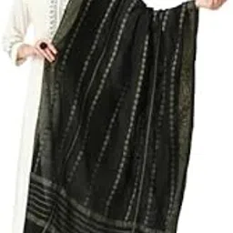 A R Silk Women's Black Cotton Gold Weaving Self Degine Regular Dupatta & Chunnis-picture-36