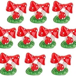 Merishopp 5x 10pcs Red Resin Miniature Mushroom Bushes Terrarium Figurine Fairy Ornament|10 X Mushroom Bushes| Statues & Lawn Ornaments| Yard, Garden & Outdoor Living-image-49