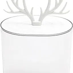 MERISHOPP Cotton Swabs Holder with Lid Plastic for Cotton Round Pads Bathroom Balcony White-picture-36