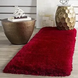 Luxury Shaggy Carpet Solid Plain Fluffy Fur Rectangular Rugs For Bedroom Living Room 2X8 Feet Microfiber & Polyster Modern Interior Floor Mat Red-picture-30