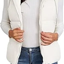 gihuo Women's Hooded Puffer Vest Winter Warm Zip Up Vest Quilted Padded Gilet with Pockets image 1