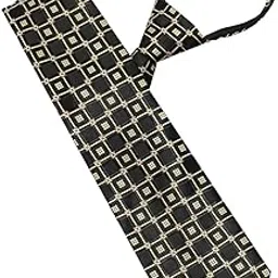leonardi Men’s Formal Zipper tie | Handmade | Microfiber | Standard Size | Premium fabric | Superior Zip | Packaging - Folder | Colour - Black Golden tie (Set of 1)-picture-38