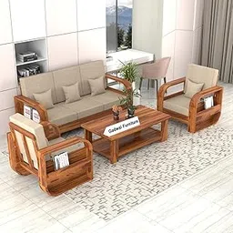 GADWAL FURNITURE Solid Sheesham Wood 5 Seater Sofa Set for Living Room - with Side Storage Newspaper Holder - Wooden Sofa Set 5 Seater for Home & Office Furniture (Honey, Clanton 5 Seater 3+1+1)-picture-14