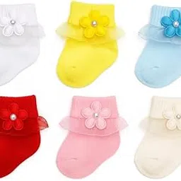 shopcash 6 Pairs Baby Girl's Anti-Slip Cotton Frilly Socks-picture-12