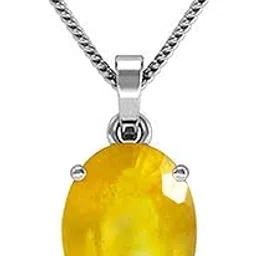 kirti sales 15.25 Ratti Natural Yellow Sapphire Silver Plated Pendant/Locket (Pukhraj Stone Panchadhatu Pendant) Original AAA+ Quality Gemstone Pendant for Men and Women-picture-31