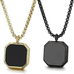 Men's Jewellery Black Chain For Men Boys Geometric Stainless Steel Black Silver Gold Locket Pendant Necklace Chain Combo For Men Boys Anniversary Gift For Husband Gift Chains-105-image-68