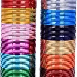 jewar mandi Colorful Bangle Set Multi-Color Collection Silver Golden Glitters Glossy Glaze Exotic Matte Vintage Textured Metal Metallic Glass Pattern 144 Piece Jewelry-picture-21