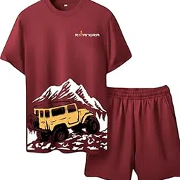RIVANORA 🔥 Trendy Men’s Co-ord Set | Stylish Printed T-Shirt & Shorts Set | Summer Outfit for Men | Casual Wear | Adventure Jeep Print Design-picture-27
