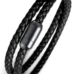 the men thing STARRY TWINE - American Style Genuine Braided Leather Bracelet with Stainless Steel Clasp Magnetic Buckle for Men & Boy (8 inch)-picture-14