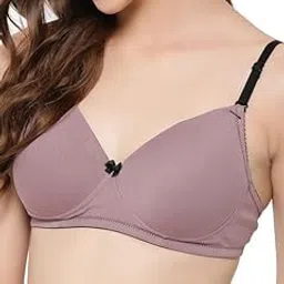 clovia Women's Cotton Solid Lightly Padded Full Cup Wire Free T-Shirt Bra - Pink-picture-20