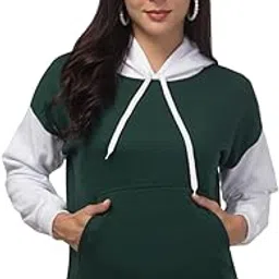 bestic fashion Women’s Colourblocked Hooded Fleece Pullover Sweatshirt | Ribbed Cuffs & Casual Winter Wear-picture-12