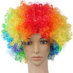 LUDALY Multi Color Funny Parties Malinga Afro Curli Colored Artificial Hair Wig for Party Holi Halloween Celebration |Fancy Joker Clown Hair Wig for Men/Women-picture-53