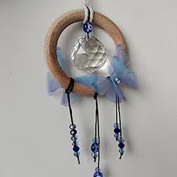 Mannikin Crystal Suncatcher with Butterflies Blue Evil Eye Hanging Prism Ball Decoration and Car Pendants Decoration Lucky Hanging Ornament Amulet for Car Home and Office-image-2