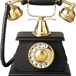 generic Decor Antique Victorian Old Classic Decorative Telephone Vintage Look Brass and Wooden Base (Non Working) Telephone Decor Gift Item 001-picture-15