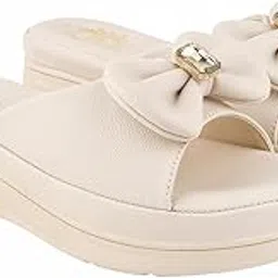 shoetopia Women's Slip-On Wedge Sandals | Comfortable Daily Slippers with Bow & Stone Detail | Lightweight Casual Fashion Footwear-picture-32