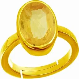 ayush gems 18.00 Ratti 17.00 Carat Unheated Untreatet A+ Quality Natural Yellow Sapphire Pukhraj Gemstone Gold Plated Ring for Women's and Men's (Lab Certified)-picture-10