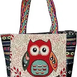 heavenglow Embroidered Handmade Women Shoulder Bag Travel Bag Gift Red Owl-picture-26