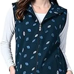 kayu Women Fleece Warm Zipper Sleeveless Printed Jacket for Winter (Pack of 1)-picture-42