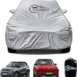 AUTOBIRSA Waterproof Car Body Cover for Tata Punch Back Anteena with Mirror and Antenna Pocket and Soft Cotton Lining (4 Side Elastic Triple Stitched & Metallic Silver with Black Piping Style)-picture-53