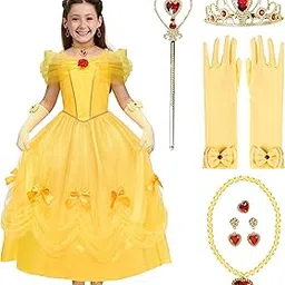 Spooktacular Creations Halloween Kids Yellow Princess Costume Set, Princess Dress Up for Girl for Toddler Roleplay Party-picture-10