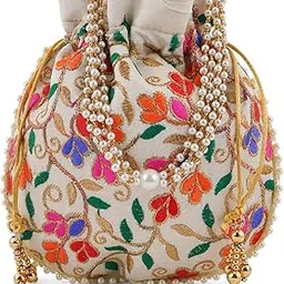 teejh Floral Dream Multicolour Embroidered Potli Bag image 1