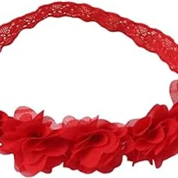 SYGA Baby Girl's Flower Headband Soft & Stretchable Fabric Hairband for Infants, Toddlers, Little Princesses 0-3 Years (Red)-picture-26