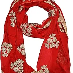 youthquake Golden Embroidered Work Chiffon Dupatta For Womens & Girls With 4 Side Gold Lace-picture-24