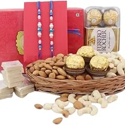 80 Rose Garden Rakhi Gifts | Kaju Katli Mithai 800g | 01 Chocolate Box | Assorted Almonds and Cashew Nuts 1Kg | 02 Beads Rakhi | Nextday Delivery-picture-30
