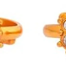 kushal's Fashion Jewellery Green Gold Plated Casual 92.5 Pure Silver Temple Toe Ring - 410749-picture-26
