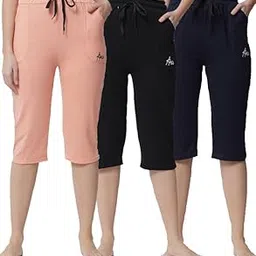 anixa Women Cotton Capris Casual Wear Regular FIT (Set of 3)-picture-13