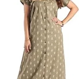 Disipro®Women's All Over Printed Open Front Full Cotton Blend Nighty/Maxi/Nightgown/Nightwear Article No-TFM 151 image 1