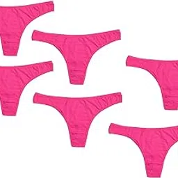 Silverlake Women Cotton Comfortable Fabric Daily Use Regular Wear Mid Rise Thong Panty G-String Panties Pack of 6 (Pink) image 1