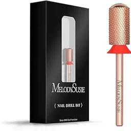 MelodySusie Safety Nail Drill Bits, 3/32' Smooth Round Top Large Barrel Carbide Bits, Suitable for Manicure Pedicure Cuticle Gel Polishing, Beginners Bits, Rose Gold, Series Bit-S, Fine-image-2