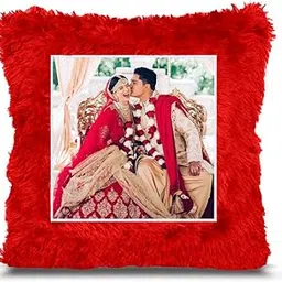 BMRGIFTS Fur Personalized Gift Photo Cushion for Boyfriend Girlfriend Husband Wife on Occasions Valentine's Day Birthday Anniversary Special Love Gift Square 15x17 inch, Red (PC9)-image-69
