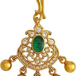 kushal's Fashion Jewellery Ruby Gold Polished 92.5 Silver Temple Tikka, Best for Bridesmaids, festive season & Special Occasion-picture-21