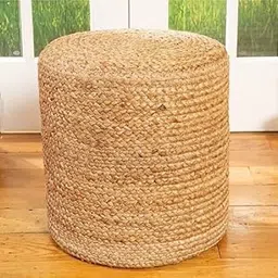 UR Home Jute Ottoman Pouf for Seating | Jute Ottoman for Footrest Filled with Bean Balls | Ottoman Pouf Stools for Living RoomBedroom, 40×40 cm-picture-27