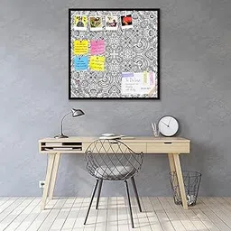 ArtzFolio Traditional Motif Ornament D1 | Notice Pin Board Bulletin Board | Soft Vision Board with Thumb Push Pins & Sticky Notes | Dark Brown Frame | 12 x 12 inch (30 x 30 cms)-image-8
