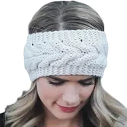 krystle Winter Headband for Men and Women Head Wrap Soft Fleece Knitted Woolen Warm Hair Band Unisex Acrylic Skull Stretchy Earwarmer Earmuffs Hair Accessory (Beige)-picture-20