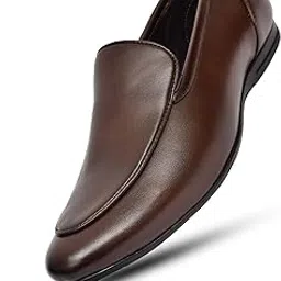 rosso bruno Men's Formal Slip-On Loafers | Synthetic Leather Dress Shoes | Lightweight Non-Slip Sole | Classic Office & Party Formal Loafers-picture-26