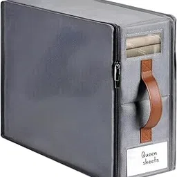 JIGSELL 1Pcs Bedsheet Organizer Clothes Storage box, Non-Woven Closet Organizer Underbed Storage for Bedding, Blankets, and Comforter (Pack of 1, Grey)-picture-29