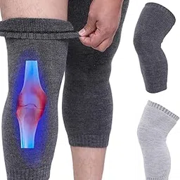 Diversa Winter Knee Pads for Elders, Godaa for Women & Men, Knee Warmers Compression Sleeve Support, Breathable Thermal Woolen Knee Protector for Arthritis, Light and Dark Grey, Pack of 2 Pairs-picture-26