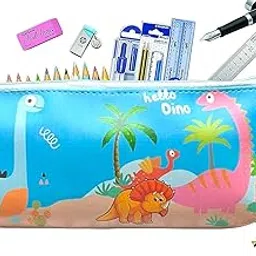 JIADA Leather Dinosaur Theme Pencil Stationery Pouch - 1 Pcs,Blue-picture-12